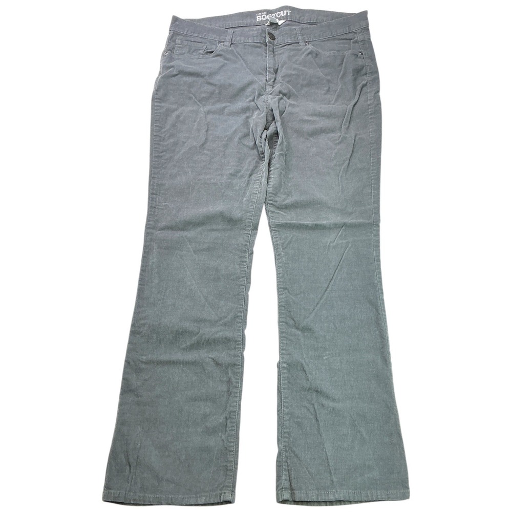 New York & Company Gray Corduroy Pants Women Size 14 Low Rise Bootcut Stretch